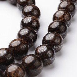 Bronzite Brins ronds de perles de bronzite naturelle, 8mm, Trou: 1mm, Environ 47~48 pcs/chapelet, 15 pouce
