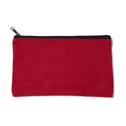 Crimson Rectangle Canvas Jewelry Storage Bag, with Black Zipper, Cosmetic Bag, Multipurpose Travel Toiletry Pouch, Crimson, 20x13x0.3cm