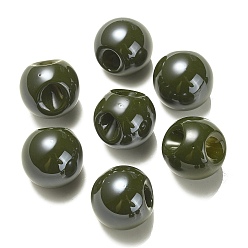 Verde Oliva Oscura Abalorios de acrílico opacos, bola redonda, superior perforado, verde oliva oscuro, 19x19x19 mm, agujero: 3 mm