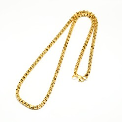 Oro 304 fabricación de collar de cadena de caja de cadena veneciana de acero inoxidable, dorado, 24.02 pulgada (61 cm), 3 mm