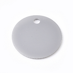 Argent Pendentifs en aluminium, étiquettes vierges, plat rond, argenterie, 25x1mm, Trou: 3mm