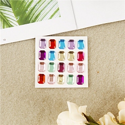 Rectangle Self Adhesive Acrylic Rhinestone Stickers, for DIY Scrapbooking and Craft Decoration, Rectangle, 14x10mm
