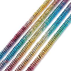 с Многоцветным Покрытием Цвет радуги гальванический немагнитный синтетический гематит бусины нити, граненые, рондель, с покрытием разноцветным, 8x3 мм, отверстие : 1.4 мм, около 132 шт / нитка, 15.55 дюйм (39.5 см)