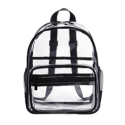 Black Transparent PVC Backpacks, for Women Girls, Black, 30x23x14cm