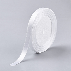 Blanc Ruban satin polyester simple face, blanc, 3/8 pouce (10 mm), environ 250 yards / groupe (228.6 m / groupe), 10 rouleaux / groupe