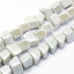 Blanc Perles de porcelaine écologiques faites à la main, nuggets, blanc, 20x13.5~14x13~14mm, Trou: 3mm