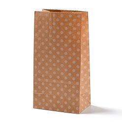 Bois Solide Sacs en papier kraft rectangle, aucun gère, sacs-cadeaux, motif de points de polka, burlywood, 9.1x5.8x17.9 cm