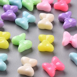 Mixed Color Opaque Acrylic Beads, Bowknot, Mixed Color, 13x14x8mm, Hole: 2.5mm, about 869pcs/500g