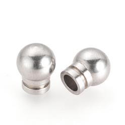 Stainless Steel Color 304 Stainless Steel Cord Ends, End Caps, Stainless Steel Color, 9x7mm, Hole: 3mm