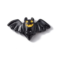 Bat Cabujones de resina opaca con tema de halloween, negro, patrón murciélago, 18x33x7.5 mm