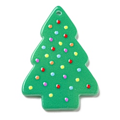 Vert Mer Moyen Pendentifs acryliques sur le thème de noël, arbre de Noël, vert de mer moyen, 43x30x2mm, Trou: 1.6mm