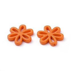 Dark Orange Opaque Acrylic Beads, Flower, Dark Orange, 31x28x4.5mm, Hole: 1.5mm, about 239pcs/500g