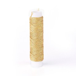 Золотистый Круглый вощеный полиэстеровый витой шнур, микро шнур макраме, для кожаных проектов, переплетное дело, золотые, 0.35 мм, около 43 ярдов (40 м) / рулон