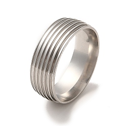 Stainless Steel Color 201 Stainless Steel Grooved Finger Ring Findings, Ring Core Blank for Enamel, Stainless Steel Color, Inner Diameter: 20mm, Groove: 0.9mm