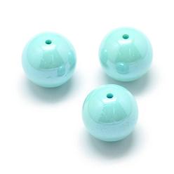 Pale Turquoise Pearlized Style Acrylic Beads, Round, Pale Turquoise, 12mm, Hole: 2mm, about 530pcs/500g
