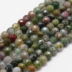 Indian Agate Natural Indian Agate Beads Strands, Faceted, Round, 4mm, Hole: 1mm, about 96pcs/strand, 14.9 inch~15.1 inch