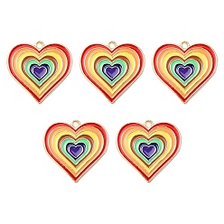 Разноцветный Подвески из сплава , с эмалью, шарма сердца, красочный, 25x26x1.5 мм, отверстие : 1.8 мм