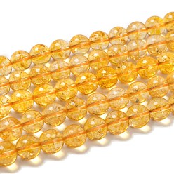 Citrine Natural Citrine Beads Strands, Round, Dyed & Heated, 10mm, Hole: 1mm, about 38pcs/strand, 15.5 inch