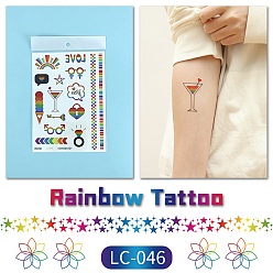 Mixed Patterns Rainbow Style Removable Temporary Water Proof Tattoos Paper Stickers, Mixed Patterns, 21x15cm
