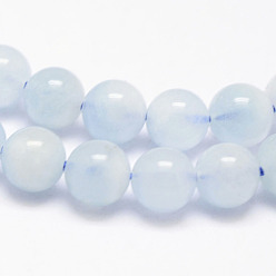 Aquamarine Natural Aquamarine Bead Strands, Round, 6mm, Hole: 0.8~1mm, about 66pcs/strand, 15.7 inch