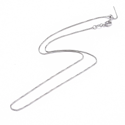 Platine Chaîne vénitienne en laiton, Colliers de chaîne, avec fermoirs à pince de homard et perles de bouchon, plaqué longue durée, platine, 17.71 pouce (45 cm), 0.8mm
