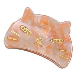 Naranja Pinzas para el cabello con forma de garra de acetato de celulosa de gato (resina), para mujeres y niñas, naranja, 44x69 mm