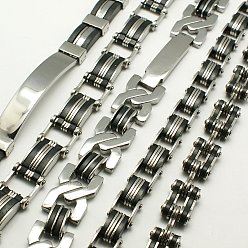 Couleur Acier Inoxydable Grands cadeaux de jour de valentines pour l'ami 304 bracelets en silicone en acier inoxydable, regarder les bracelets de bande hommes, mixedstyle, or et acier inoxydable Couleur, 7-7/8 pouces ~ 8-7/8 pouces (200~225 mm), 9.5~16mm