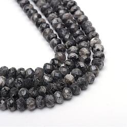 Gray Faceted Rondelle Dyed Natural Sesame Jasper/Kiwi Jasper Bead Strands, Gray, 8~9x5~6mm, Hole: 1mm, about 70pcs/strand, 14.5 inch