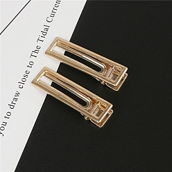 Rectangle Simple Iron Alligator Hair Clips, Hollow Hair Accessories for Girls Women, Golden, Rectangle Pattern, 60x16mm