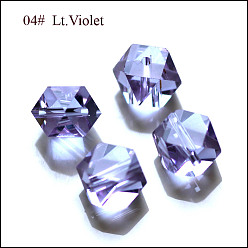 Lilas Imitations de perles de cristal autrichien, grade de aaa, facette, perles de cube sans coin, lilas, 4x4x4mm, Trou: 0.7~0.9mm