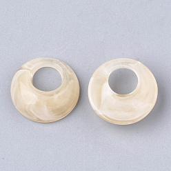 Blanc Navajo Pendentifs acryliques, style de pierres fines imitation, plat rond, navajo blanc, 19.5x6mm, trou: 8 mm, environ 460 pcs / 500 g