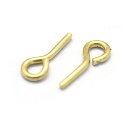 Raw(Unplated) Brass Eye Pin Peg Bails, For Half Drilled Beads, Raw(Unplated), 8x3x0.5mm, Hole: 1.6mm, Pin: 0.5mm