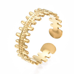 Oro 304 anillo de puño abierto con envoltura de hueso de pescado de acero inoxidable, anillo grueso para mujer, dorado, tamaño de EE. UU. 6 3/4 (17.1 mm)
