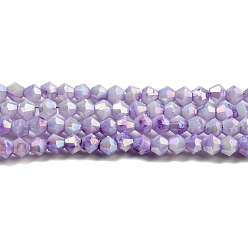 Lilas Cuisson opaque de perles de verre peintes, couleur ab , facette, Toupie, lilas, 3x2.5~2.8mm, Trou: 0.7mm, Environ 157~160 pcs/chapelet, 16.38~16.54 pouce (41.6~42 cm)