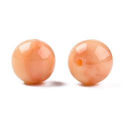 Light Salmon Resin Beads, Imitation Gemstone, Round, Light Salmon, 12x11.5mm, Hole: 1.5~3mm