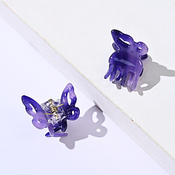 Purple Cellulose Acetate(Resin) Butterfly Hair Claw Clip, Small Tortoise Shell Hair Clip for Girls Women, Purple, 20x23mm