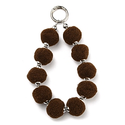 Coconut Brown Phone Lanyard Universal Plush Ball Wrist Lanyard, with Alloy Findings, for Smartphone Case Bag Car Keys Decoration, Coconut Brown, 155mm
