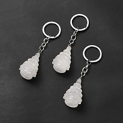 Cristal de Quartz Porte-clés en cristal de quartz naturel, avec porte-clés fendus, arbre de Noël, 90mm