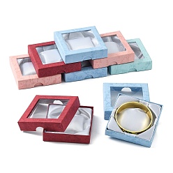 Couleur Mélangete Boîtes de carton bracelet, pour le bracelet et le bracelet, carrée, couleur mixte, 9x9x2 cm