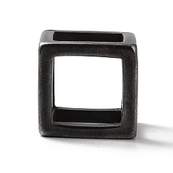 Noir Placage sous vide 304 pendentifs en acier inoxydable, breloques de cube, noir, 21x21x21mm, diamètre intérieur: 15.5x15.5 mm