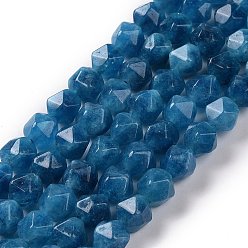 Морской Синий Природного кварца нитей бисера, граненая полигона, окрашенная и подогревом, Marine Blue, 8x7.5x7.5 мм, отверстие : 1.2 мм, около 45~46 шт / нитка, 14.65~14.84 (37.2~37.7 см)