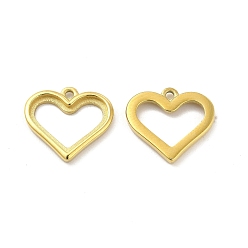 Real 14K Gold Plated Ion Plating(IP) 304 Stainless Steel Pendant Cabochons Settings, Heart, Real 14K Gold Plated, Tray: 8x12mm, 12.5x14.5x1.8mm, Hole: 1mm