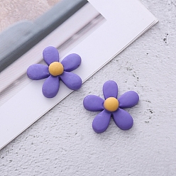 Средний Фиолетовый Непрозрачные кабошоны из смолы, для аксессуаров для волос, цветок, средне фиолетовый, 23x23x8.5 мм