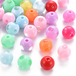 Couleur Mélangete Perles acryliques opaques, ronde, couleur mixte, 12x11mm, Trou: 2.5mm, environ520 pcs / 500 g