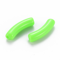 Lime Opaque Acrylic Beads, Curved Tube, Lime, 32x9.5x8mm, Hole: 1.8mm, about 330pcs/500g
