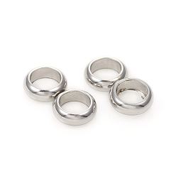 Stainless Steel Color 201 Stainless Steel Spacer Bars, Double Ring, Stainless Steel Color, 9x4.5x1.5mm, Hole: 3mm