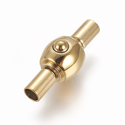 Golden 304 Stainless Steel Box Clasps, Drum, Golden, 22x8.5mm, Hole: 3mm