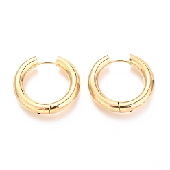 Golden 202 Stainless Steel Huggie Hoop Earrings, Hypoallergenic Earrings, with 316 Surgical Stainless Steel Pin, Ring, Golden, 4 Gauge, 23x24x5mm, Pin: 1mm