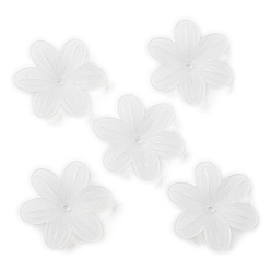 White Acrylic Bead Caps, Frosted, 6-Petal Flower, White, 16x17.5x4mm, Hole: 1.7mm, 1851pcs/500g