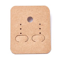BurlyWood Kraft Paper and Plastic Jewelry Display Cards, with Plastic Back, for Hanging Earring Display, Rectangle, BurlyWood, 49x40x5mm, Hole: 1.4mm and 6mm, 100sheets/bag